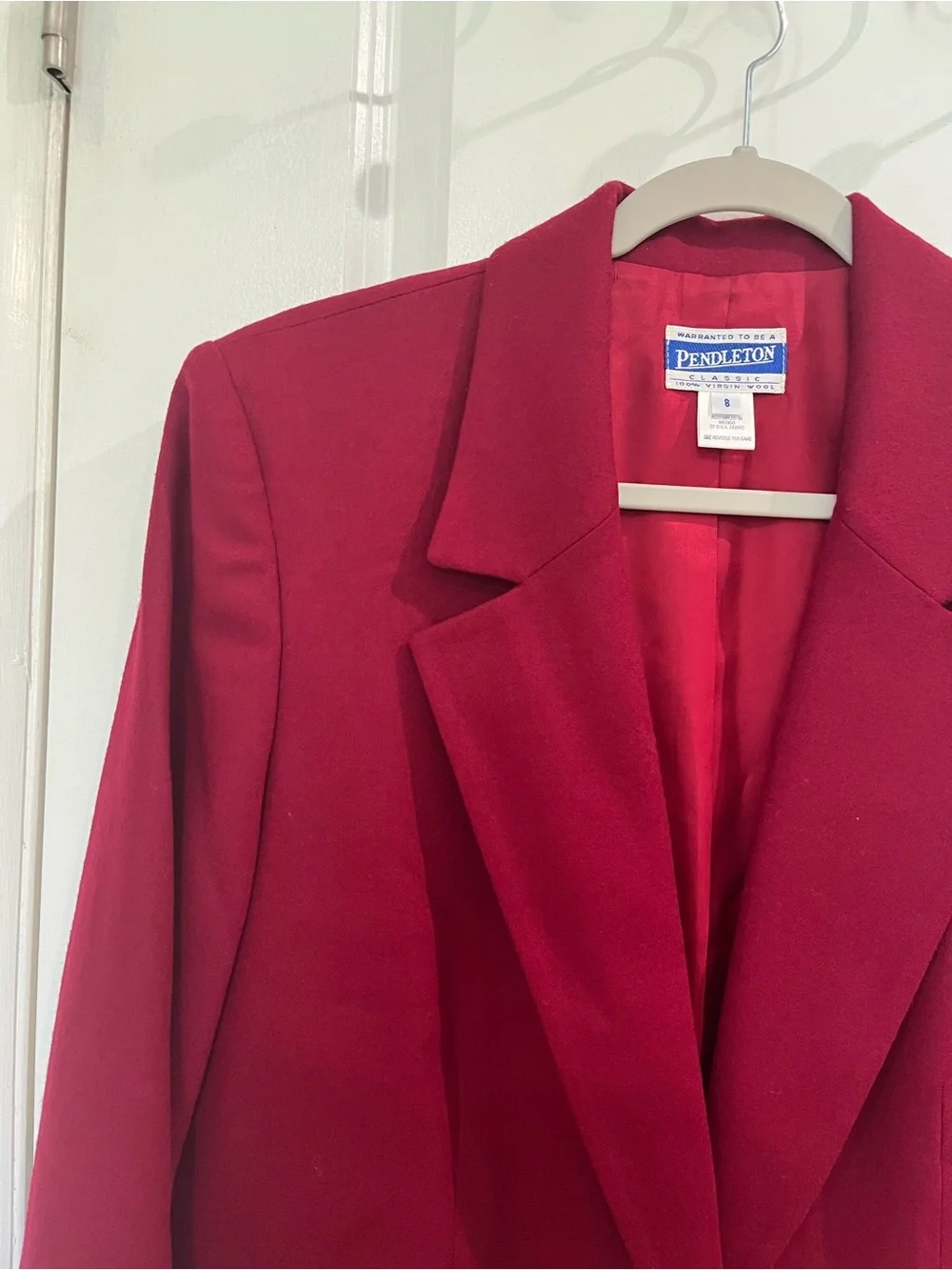Pendleton Vintage Wool Blazer Single Button Sz 8 Red Office Corporate Academia